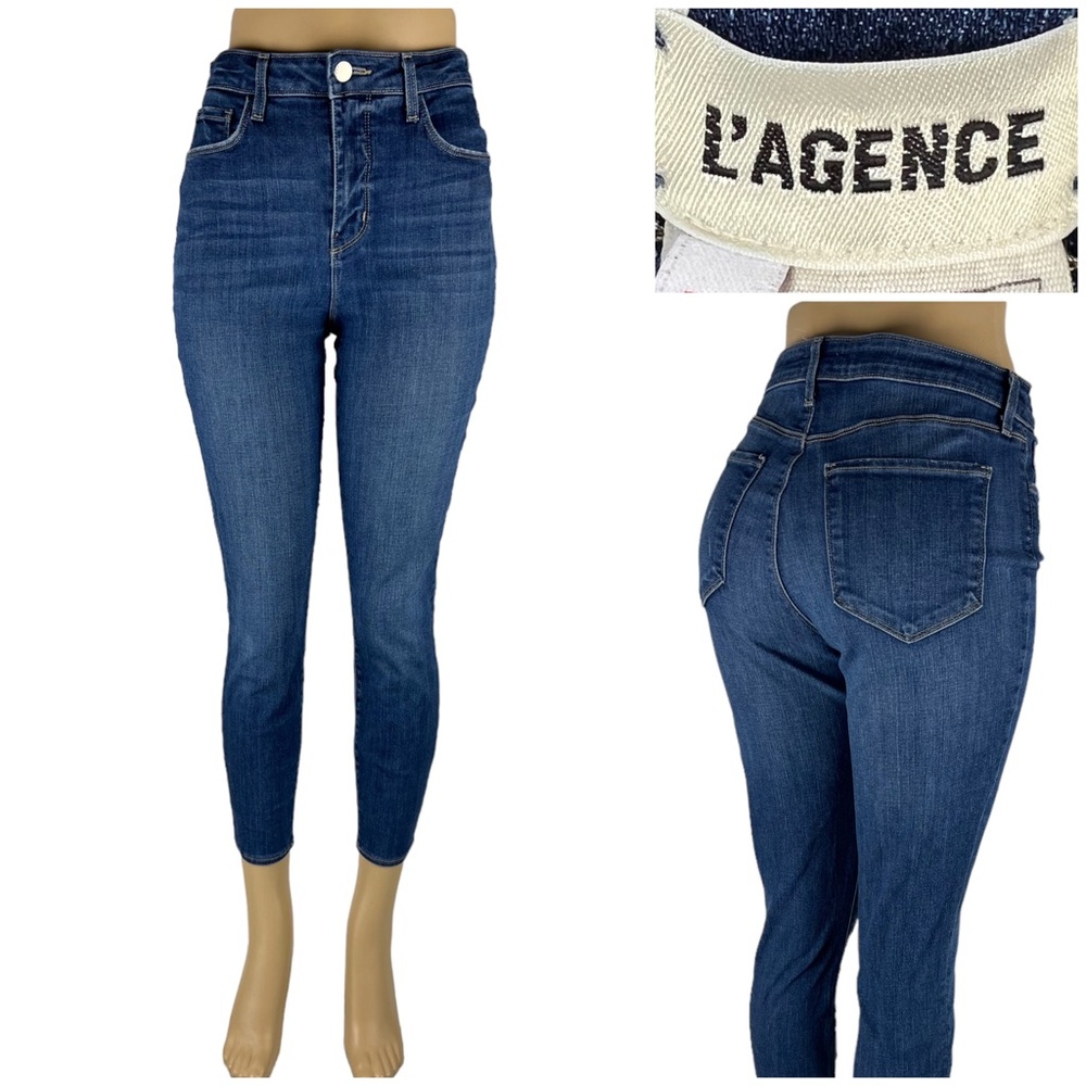 L'AGENCE Womens 28 X 26 Jeans Margot High Rise Skinny Stretch Denim Blue EUC